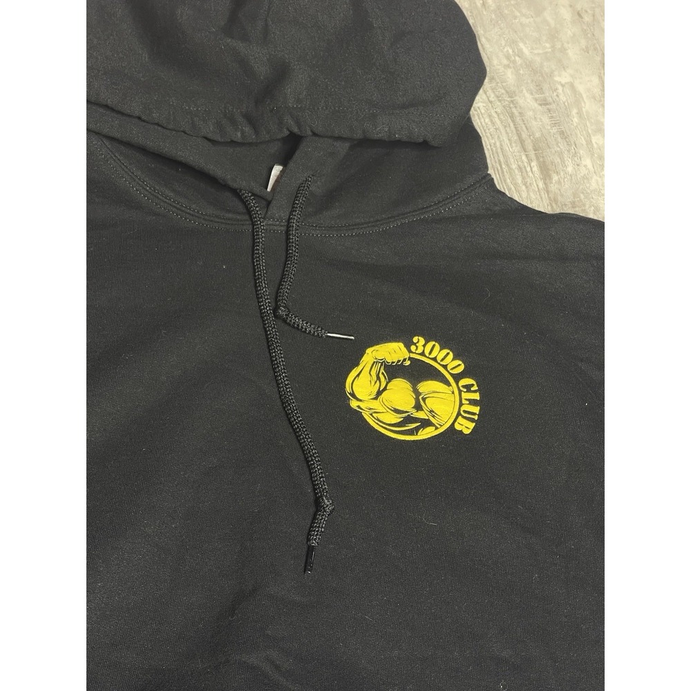Vintage Gold's Gym Logo Pullover‎ Black Hoodie Men's 2XL Body Building C-0050